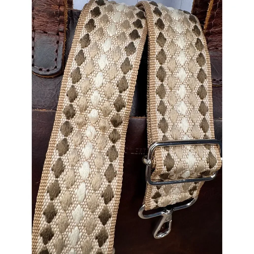 Neutral Purse Strap Wide Striped Bag Strap Boho Crossbody Purse Strap